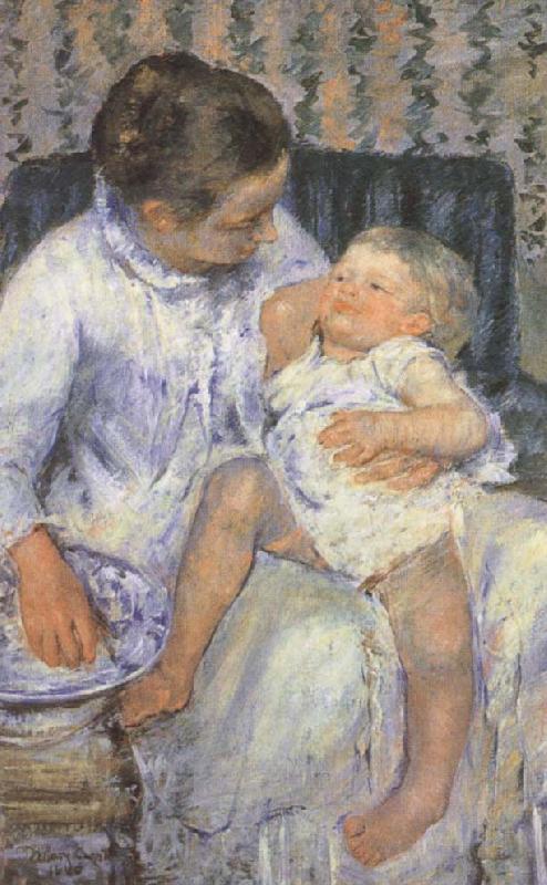 Mary Cassatt Mother about to wash her sleepy child Sweden oil painting art